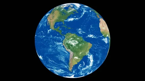 Rotating planet Earth. Full turn. A view of the Equator. Rotation on the center. Vidéo 94691168