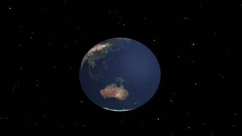 Rotating planet Earth globe in space with starfield against a dark backgrou.. Vídeo Stock 344710087