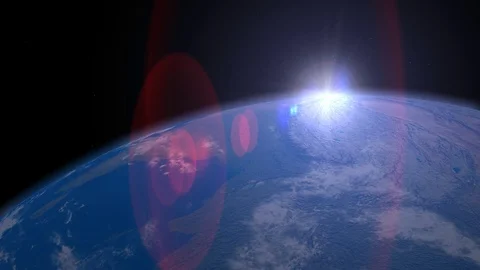 Rotating Planet Earth with Lens Flares and Stars Stock Footage 86579875