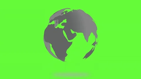 Rotating Planet Earth Silver Globe. Chroma Key Green Screen - Alpha, Luma, Matte Stock Footage 122334677