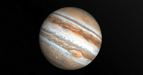Rotating Planet Jupiter in Space Stock Footage 194402626
