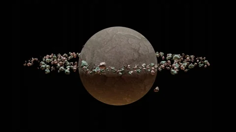 Rotating planet with rings . Looping 3d animation render Stock Footage 221825206