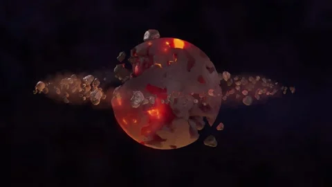 Rotating planet with solid and gaseous rings . Looping 3d animation render Stock Footage 221825203