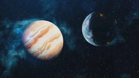 Rotating Planets Animation on Black Background Solar System Concept Stock Footage 333367302