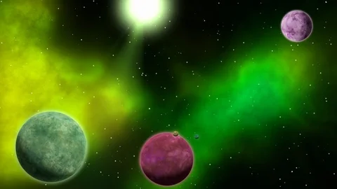Rotating planets in space. Loop. Stock Footage 86487351