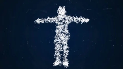 Rotating plexus creates a digital man Stock Footage 128314524