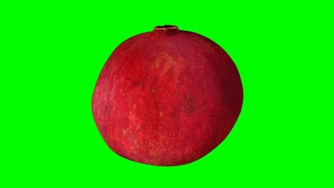 Rotating Pomegranate on Green Background Stock Footage 92267342