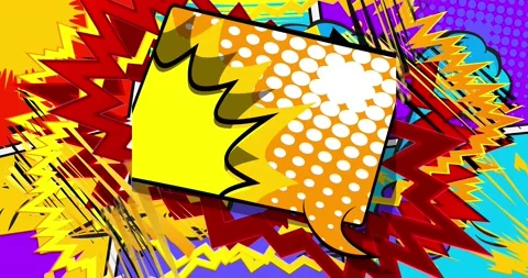 Rotating Pop Art Elements With Speech Bubble Stock Footage 167678994