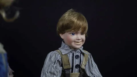 Rotating Porcelain Dolls On A Black Background. Stock Footage 220131019