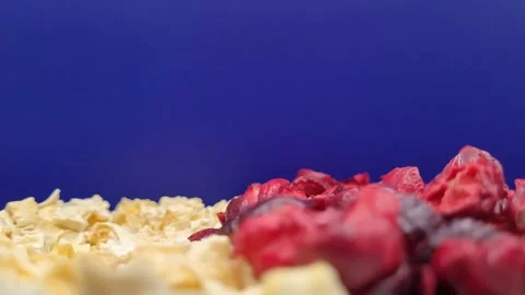 Rotating portion of dried cranberries and aromatic mango cubes. Stock Footage 291517735