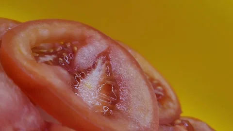 Rotating portion of sliced tomato. Stock Footage 291175315