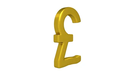 Rotating pound symbol with a gold surface finish.  Alpha channel. Stock Footage 35191914