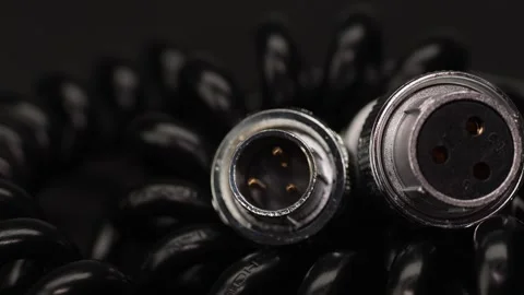 Rotating Power Cables and Connectors for Studio Equipment. Stock Footage 256987776