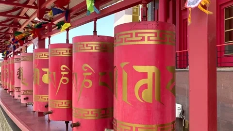 Rotating prayer wheel in a Buddhist temple in Elista Kalmykia Russia. Video stock 201751729