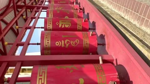 Rotating prayer wheel in a Buddhist temple in Elista Kalmykia Russia. Video stock 201751888