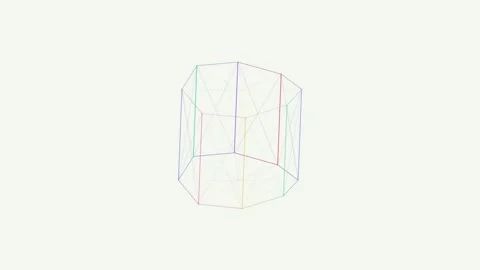 Rotating Prism Structure Wireframe Animation Design Visual Effect 库存影片 332952525