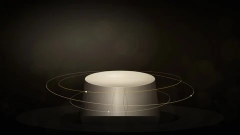 Rotating Product Pedestal Loop - Gold Ring Studio Display Backdrop Stock-Footage 341955856