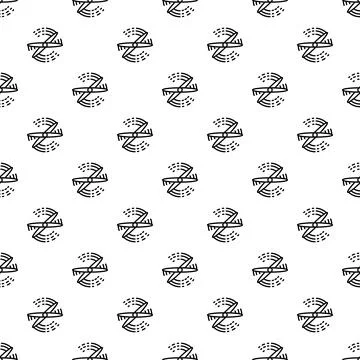 Rotating propeller wind energy black and white seamless pattern Stock Illustration