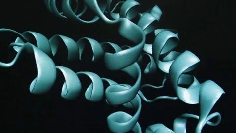 Rotating Protein Structure Simulation on Laboratory Computer Screen Stock Footage 75324263