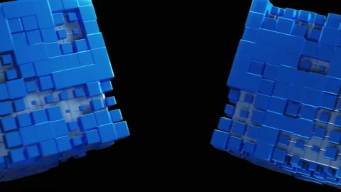 Rotating Pulsating  Cube Loop On Alpha Stock Footage 194501501