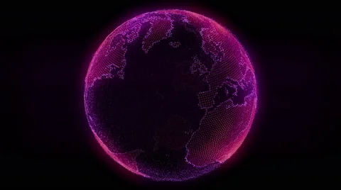 Rotating Purple Planet Earth made of a 3d point cloud Video stock 58481027