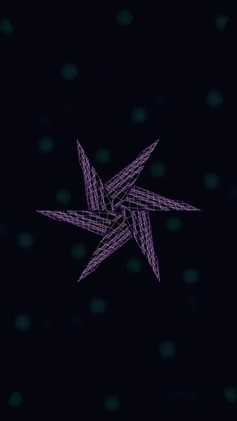 Rotating Purple Wireframe Star Geometric Animation Stock Footage 341302555