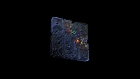 Rotating qr code with iridescent texture on black background Stock Footage 319017165