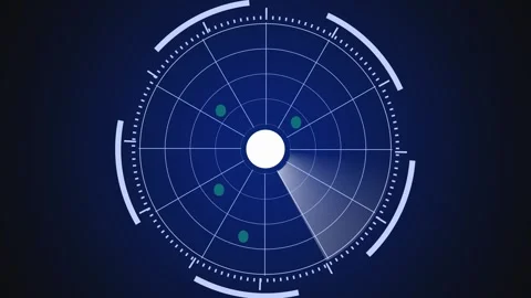 Rotating radar scan HUD interface animation monitoring tracking system seam.. Stock Footage 321456787