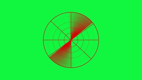 Rotating radar scanner animation with red target grid on green screen backg.. Видео 333700415