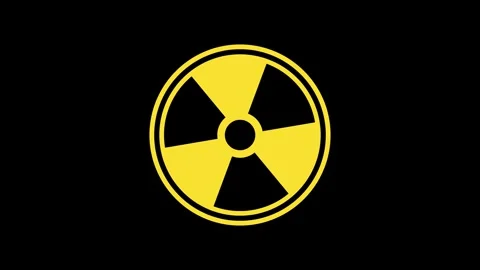Rotating Radioactive Warning Sign Animation on Black Background Stock Footage 311717341
