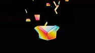 Rotating Rainbow Colored 3D Object Disconnecting - Vj Loop Stock Footage