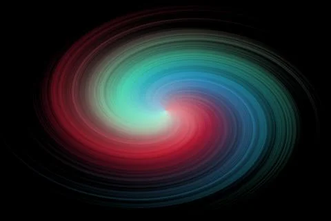 Rotating rainbow gritty rays. Swirl of colorful strip tangled into middle, Stock Illustration