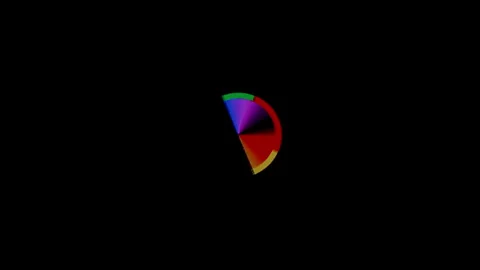 Rotating Rainbow Loading Slice, showcasing a sharp, triangular segment in 스톡 동영상 283395510