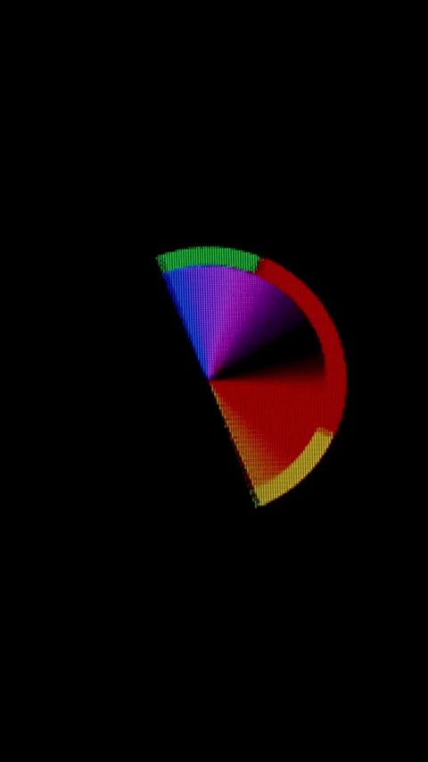 Rotating Rainbow Loading Slice, showcasing a sharp, triangular segment in 스톡 동영상 283395583