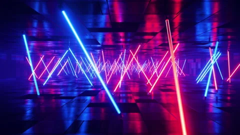 Rotating red and blue fluorescent lights. Infinitely looped animation. Video stock 199220483