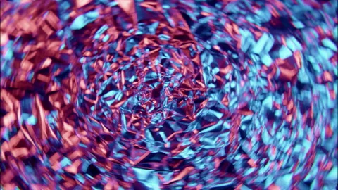 Rotating Red and Blue Metallic Foil Abstract Soft Focus 4K Video stock 329443334