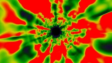 Rotating Red and Green Contrast Glow Psychedelic Tunnel VJ Background Stockbeeldmateriaal 85829982