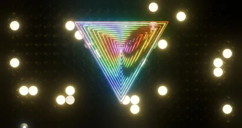 Rotating red and multicolored triangels. Slow lights blinking on backgrounds. Stock Footage 269540953
