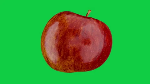Rotating Red Apple with Stem Isolated on Green Screen. Fruit food loop concept.  Stock Footage 339818311