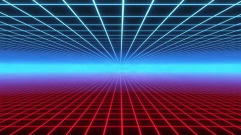 Rotating Red &amp; Blue Grid Room Stock Footage 275146750