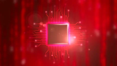 A Rotating red chipset animation yellow motion background Stock Footage 155229000