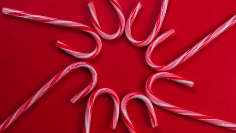 Rotating red christmas or new year background in traditional candy cane Stock Footage 197001771