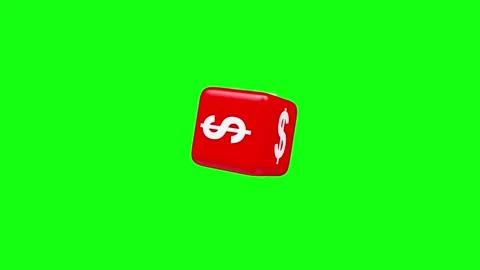 Rotating red cube with dollar symbols on green screen, 3D animation. Stockbeeldmateriaal 333889775