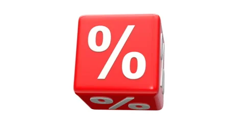 Rotating red cube with the symbols of percent Stock Footage 272569628