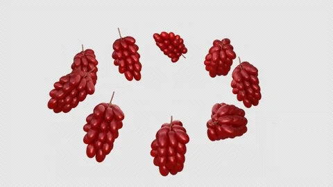 Rotating Red Grapes in Circular Formation on a Transparent Background Stock Footage 303439241