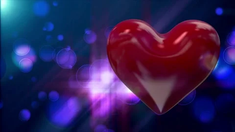 Rotating Red Heart with Floating Bokeh Background Video stock 336051732