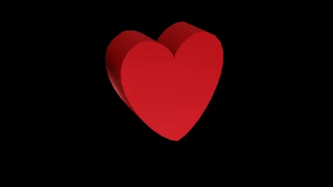 Rotating red heart icon on a black background. Love concept. 3D rendering Stock Footage 253720571
