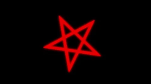Rotating Red Pentagram Animation on Black Background Stock Footage 258492283