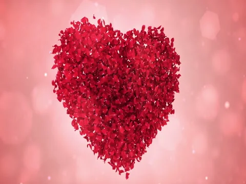 Rotating Red Rose Flower Petals In Lovely Heart Shape Background Loop 4k Stock Footage 71490040