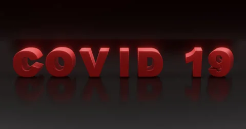 Rotating red text "COVID 19" on a dark background. Stock Footage 253590041